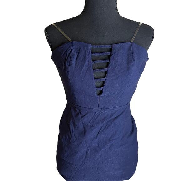 Strapless Navy Blue Bodycon Bandage Dress Size 5 - Picture 2 of 8